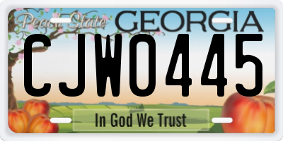 GA license plate CJW0445