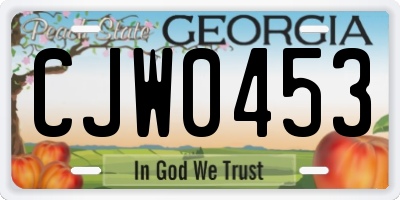 GA license plate CJW0453