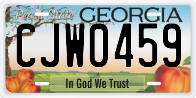 GA license plate CJW0459
