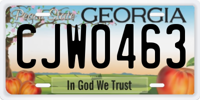 GA license plate CJW0463