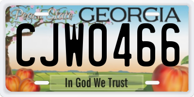 GA license plate CJW0466