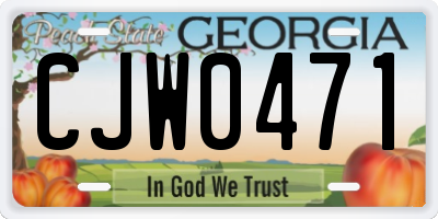 GA license plate CJW0471