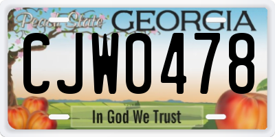 GA license plate CJW0478