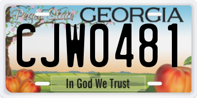 GA license plate CJW0481