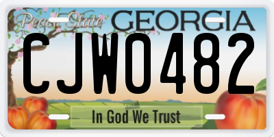 GA license plate CJW0482