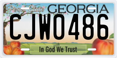 GA license plate CJW0486