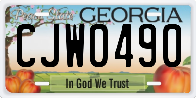 GA license plate CJW0490