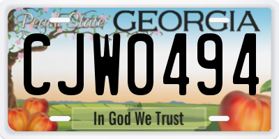 GA license plate CJW0494