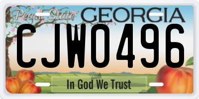 GA license plate CJW0496