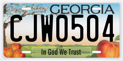 GA license plate CJW0504