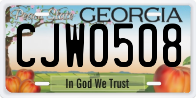 GA license plate CJW0508