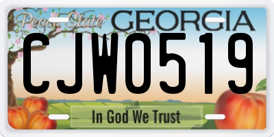 GA license plate CJW0519