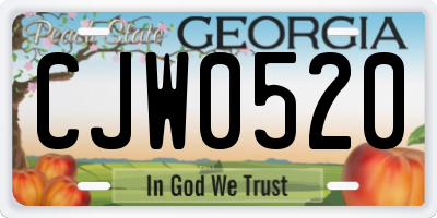 GA license plate CJW0520