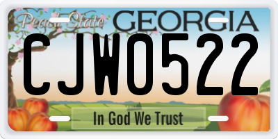 GA license plate CJW0522
