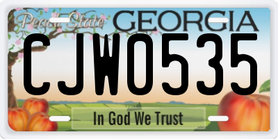 GA license plate CJW0535