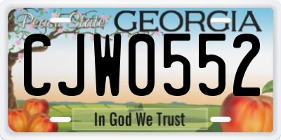 GA license plate CJW0552