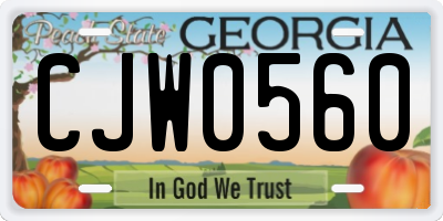 GA license plate CJW0560