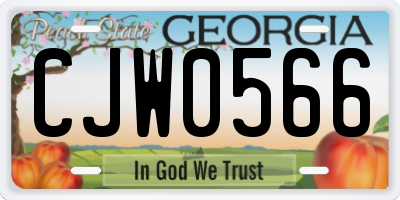 GA license plate CJW0566