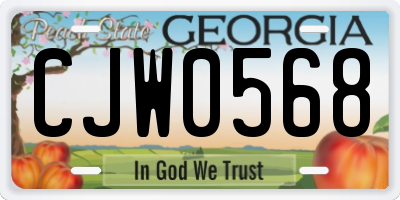 GA license plate CJW0568