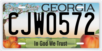 GA license plate CJW0572