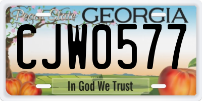 GA license plate CJW0577