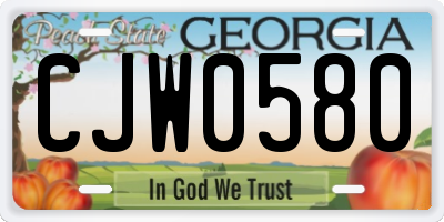 GA license plate CJW0580