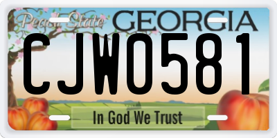 GA license plate CJW0581
