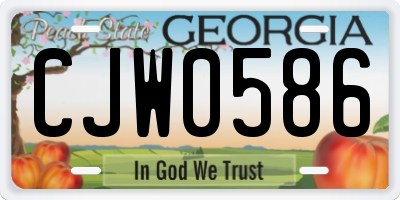 GA license plate CJW0586
