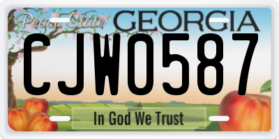 GA license plate CJW0587