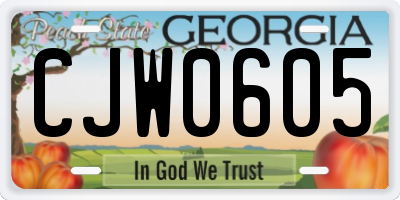 GA license plate CJW0605