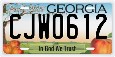 GA license plate CJW0612