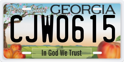 GA license plate CJW0615