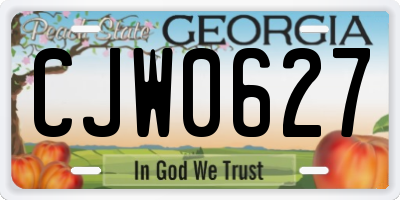 GA license plate CJW0627