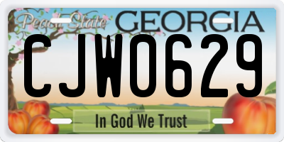 GA license plate CJW0629