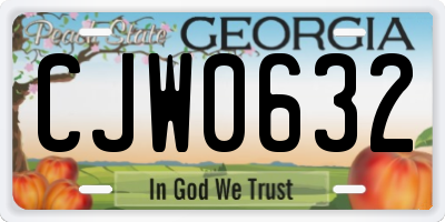 GA license plate CJW0632