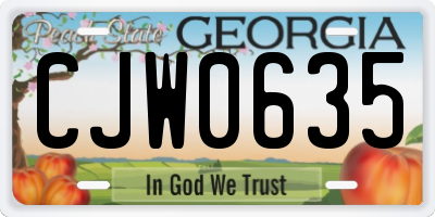 GA license plate CJW0635