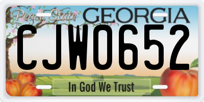 GA license plate CJW0652