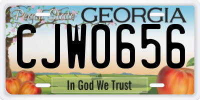 GA license plate CJW0656