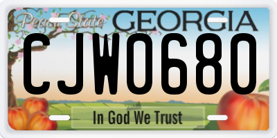 GA license plate CJW0680