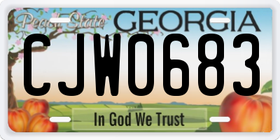 GA license plate CJW0683