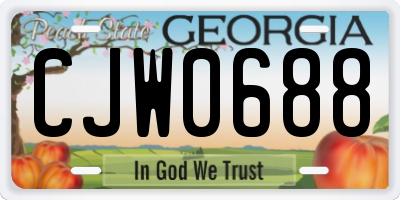 GA license plate CJW0688