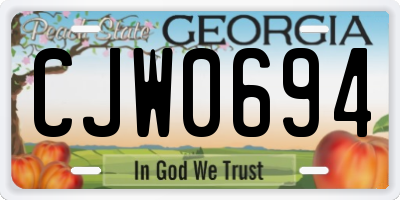 GA license plate CJW0694