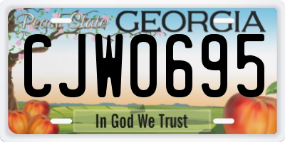 GA license plate CJW0695