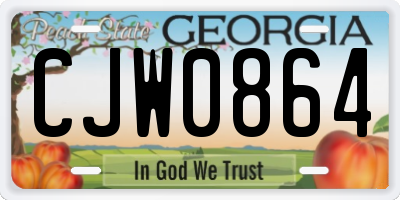 GA license plate CJW0864