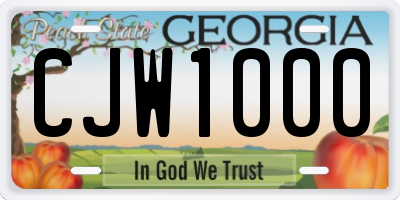 GA license plate CJW1000