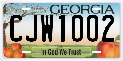 GA license plate CJW1002