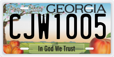 GA license plate CJW1005