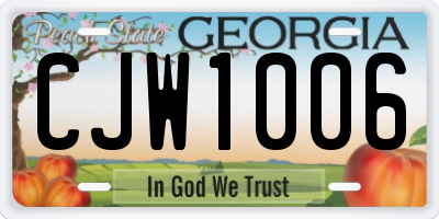 GA license plate CJW1006