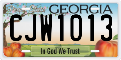 GA license plate CJW1013