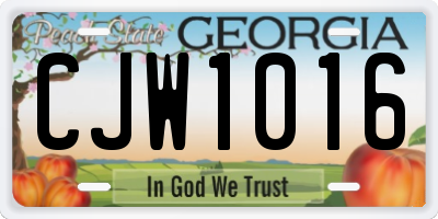 GA license plate CJW1016